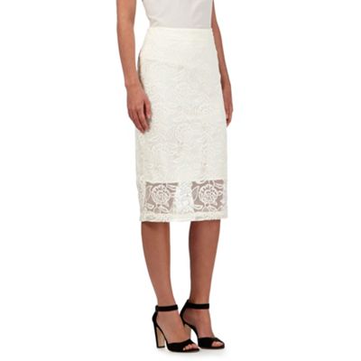 Preen/EDITION Ivory mesh embroidered skirt